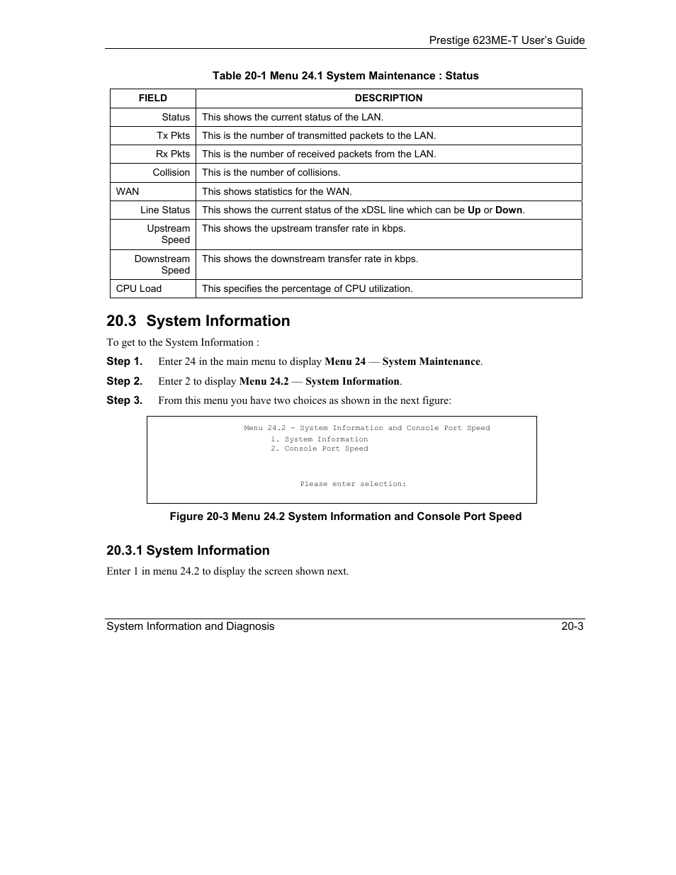 System information, 3 system information, 1 system information | ZyXEL Communications Prestige 623ME-T User Manual | Page 169 / 253