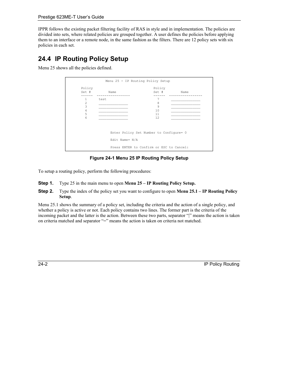 Ip routing policy setup, 4 ip routing policy setup | ZyXEL Communications Prestige 623ME-T User Manual | Page 200 / 253