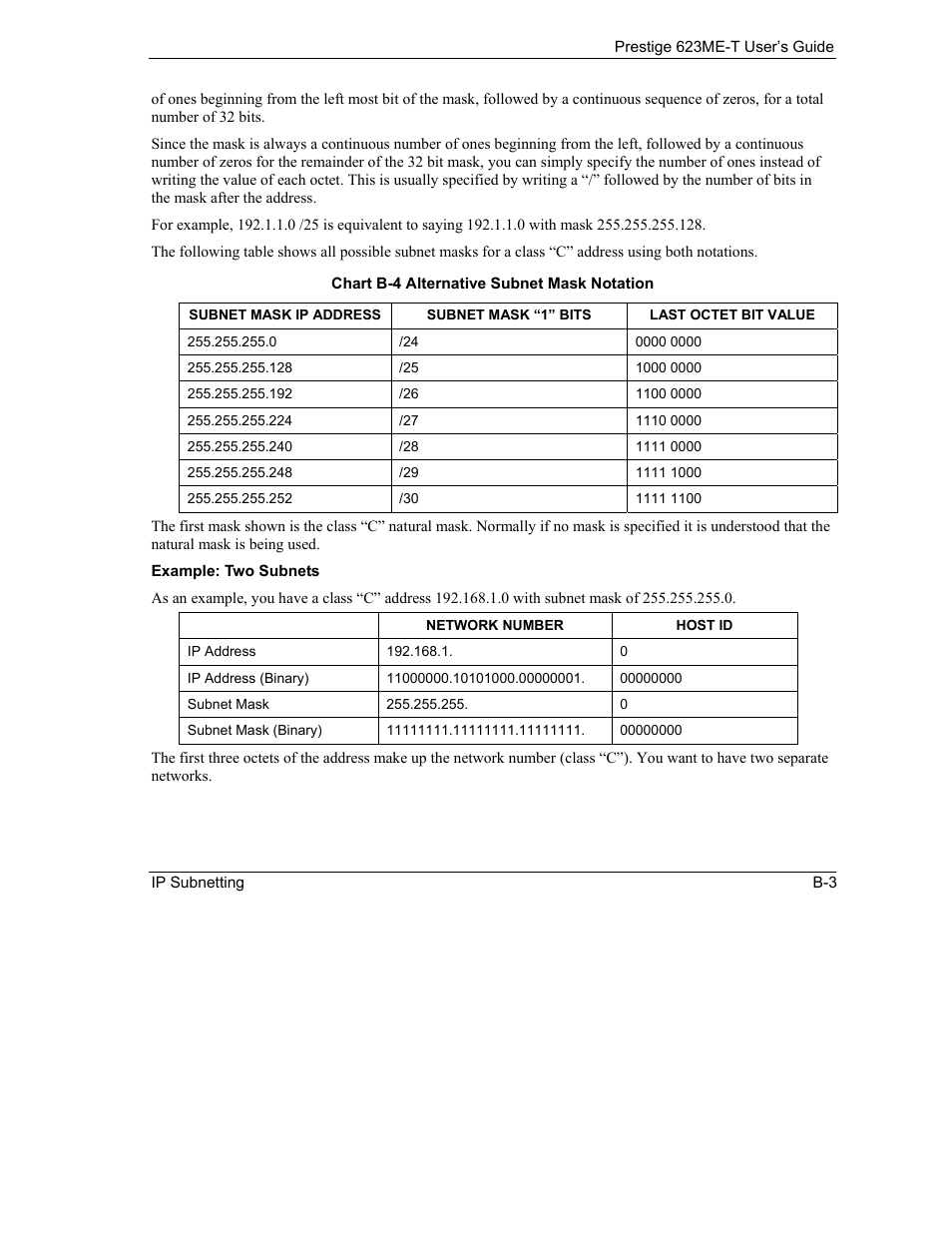 Example: two subnets | ZyXEL Communications Prestige 623ME-T User Manual | Page 223 / 253