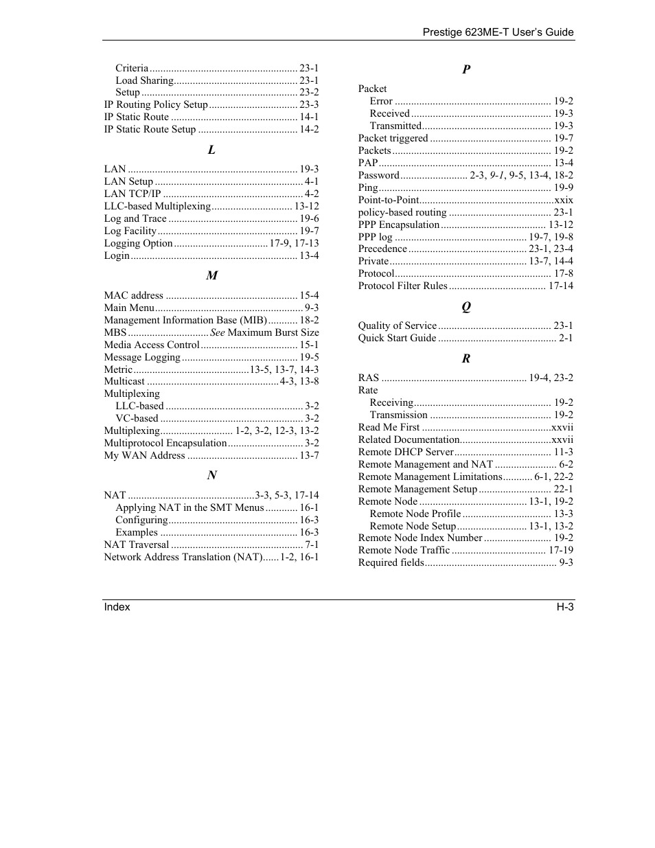 ZyXEL Communications Prestige 623ME-T User Manual | Page 251 / 253