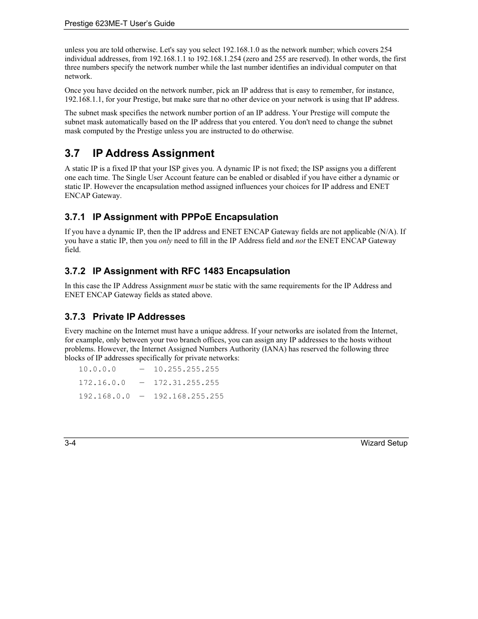 Ip address assignment, 7 ip address assignment | ZyXEL Communications Prestige 623ME-T User Manual | Page 42 / 253