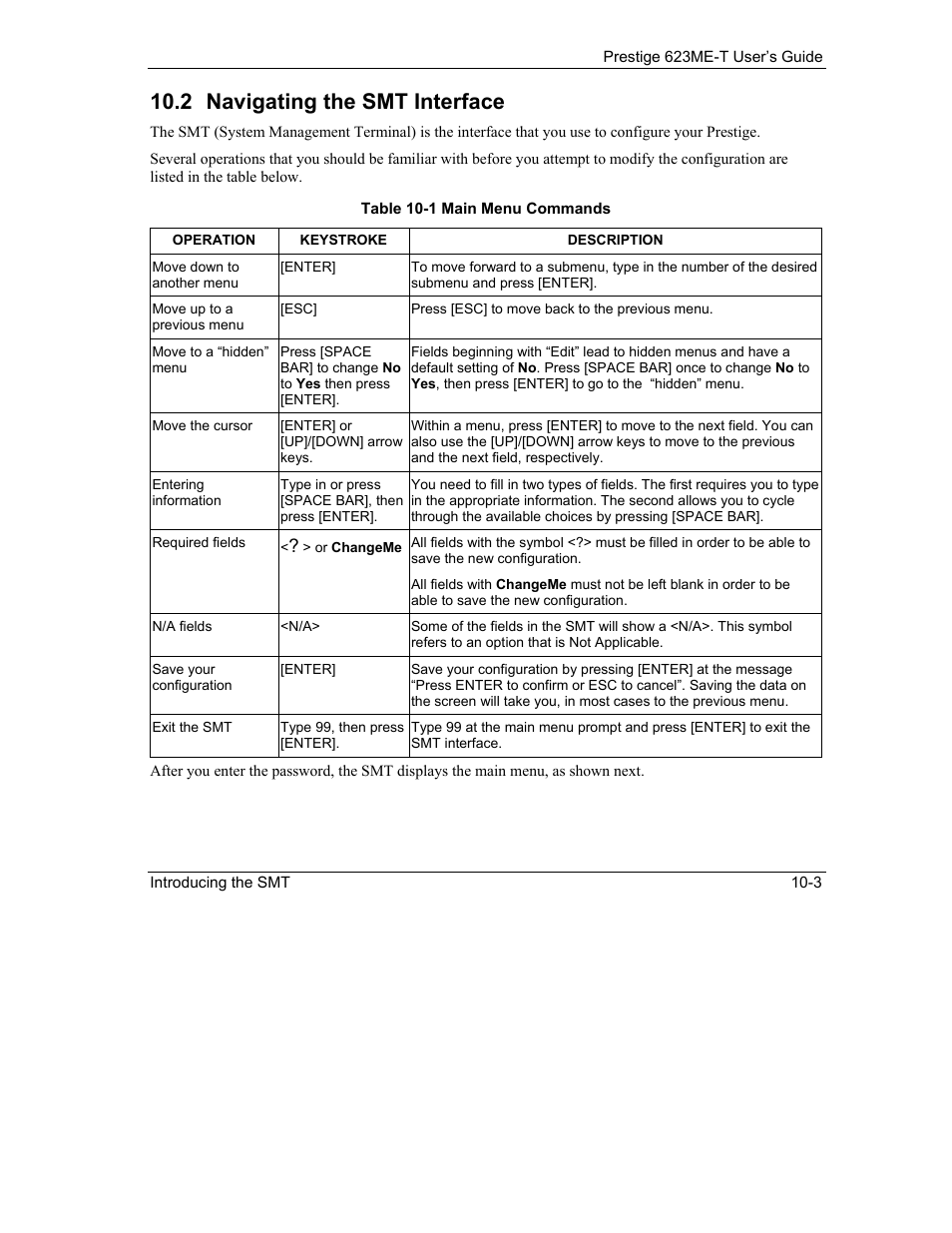 Navigating the smt interface, 2 navigating the smt interface | ZyXEL Communications Prestige 623ME-T User Manual | Page 97 / 253