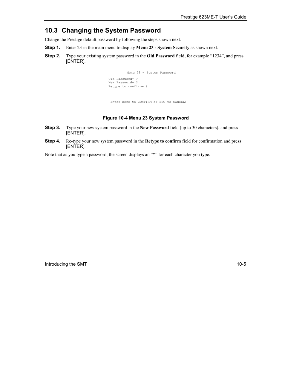 Changing the system password, 3 changing the system password | ZyXEL Communications Prestige 623ME-T User Manual | Page 99 / 253