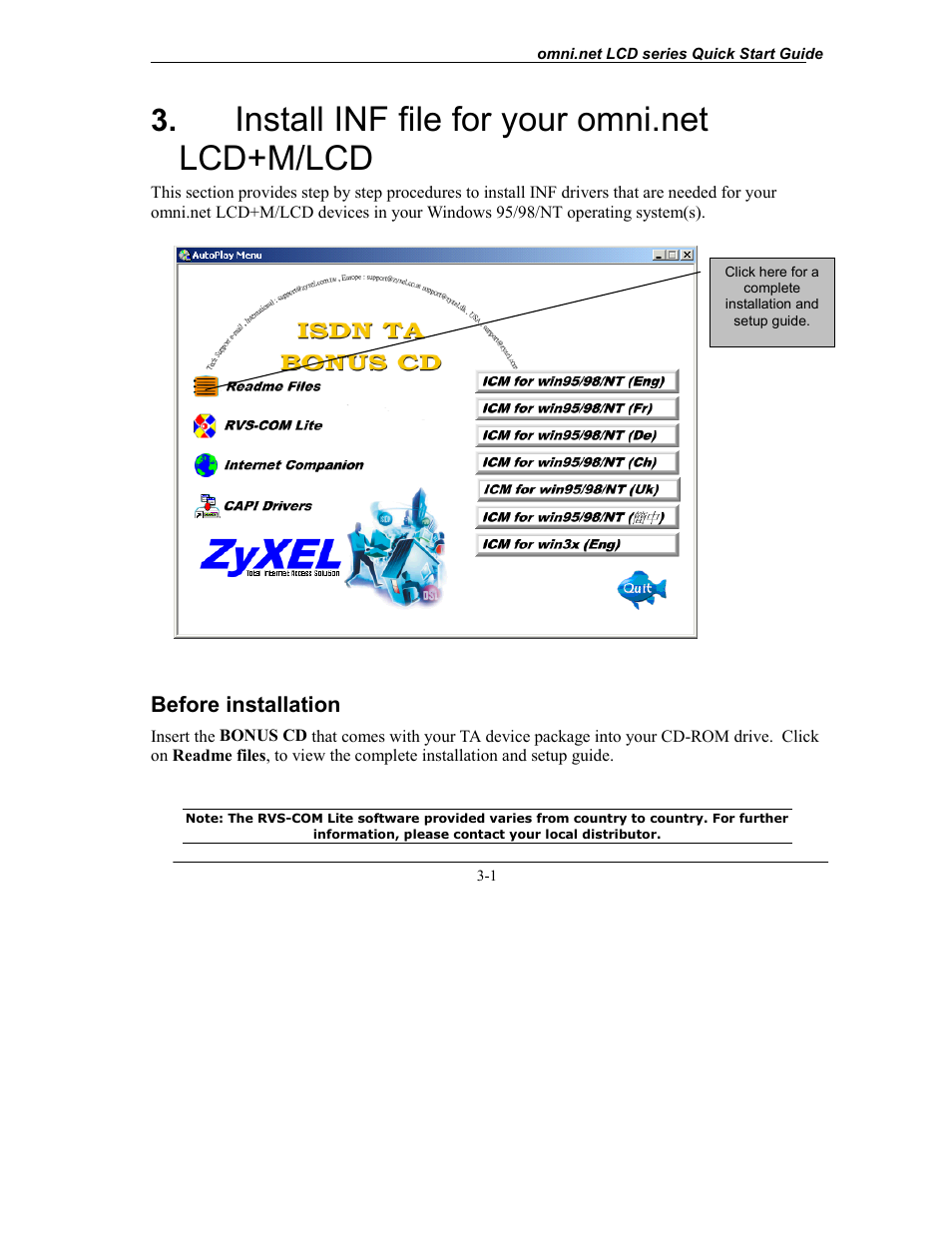 Install inf file for your omni.net lcd+m/lcd, Before installation, Customer support | ZyXEL Communications omni.net LCD series User Manual | Page 27 / 53