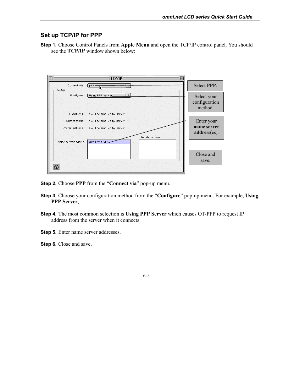 Set up tcp/ip for ppp | ZyXEL Communications omni.net LCD series User Manual | Page 51 / 53