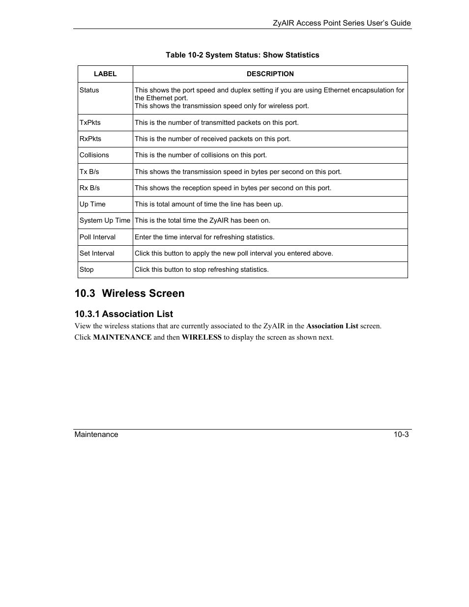 Wireless screen, 3 wireless screen | ZyXEL Communications ZyXEL ZyAIR B-1000 User Manual | Page 103 / 231