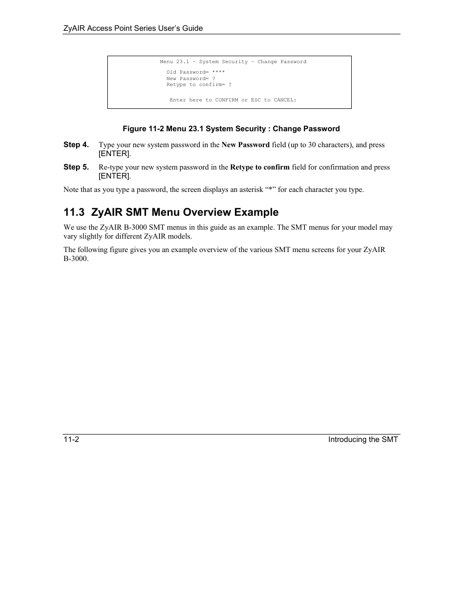 Zyair smt menu overview example, 3 zyair smt menu overview example | ZyXEL Communications ZyXEL ZyAIR B-1000 User Manual | Page 118 / 231