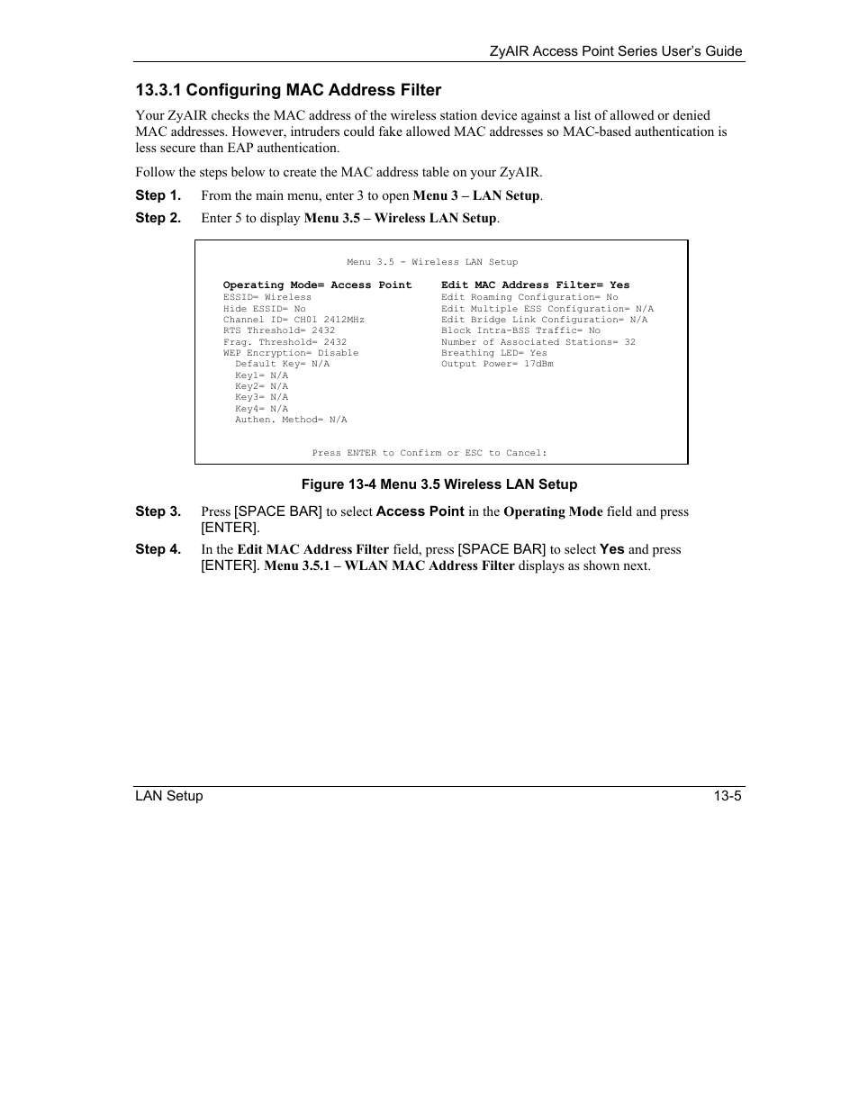 1 configuring mac address filter | ZyXEL Communications ZyXEL ZyAIR B-1000 User Manual | Page 129 / 231