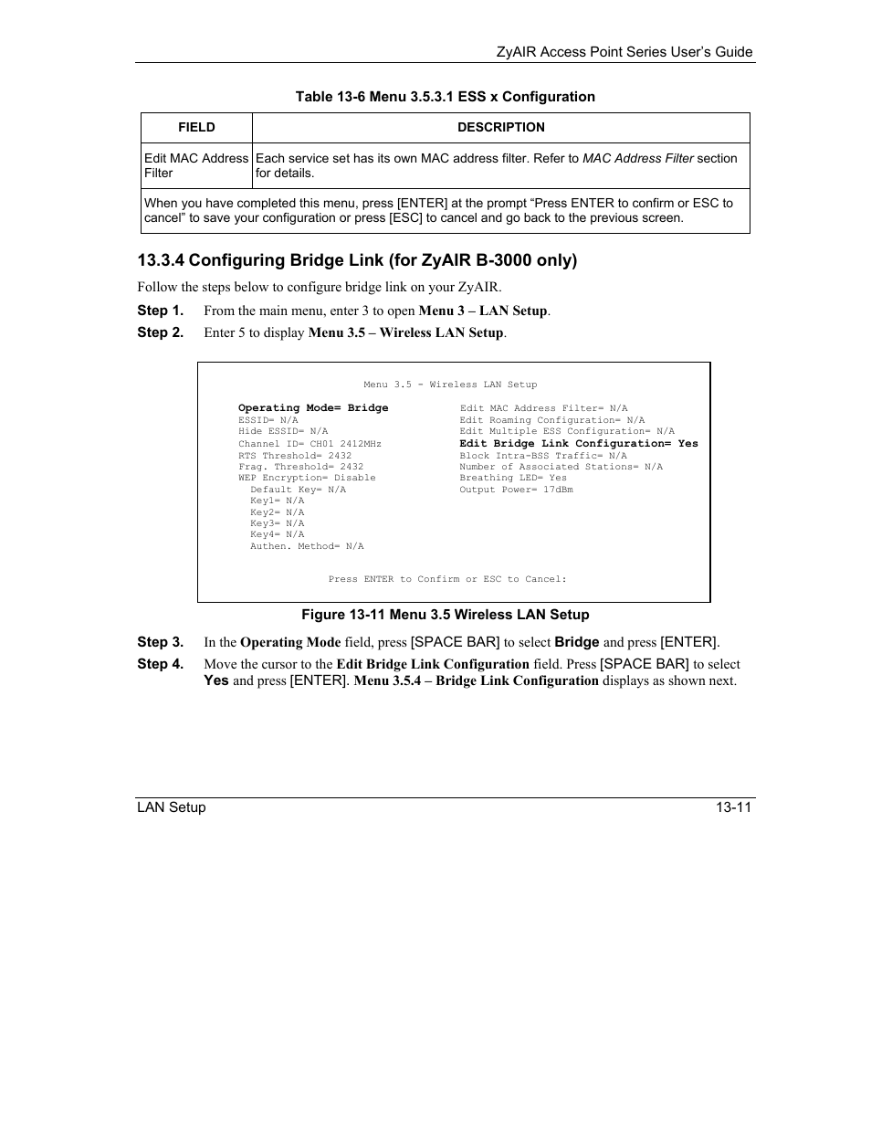 ZyXEL Communications ZyXEL ZyAIR B-1000 User Manual | Page 135 / 231