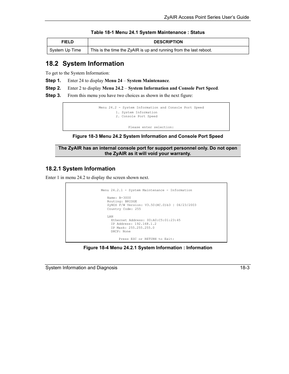 System information, 2 system information, 1 system information | ZyXEL Communications ZyXEL ZyAIR B-1000 User Manual | Page 153 / 231