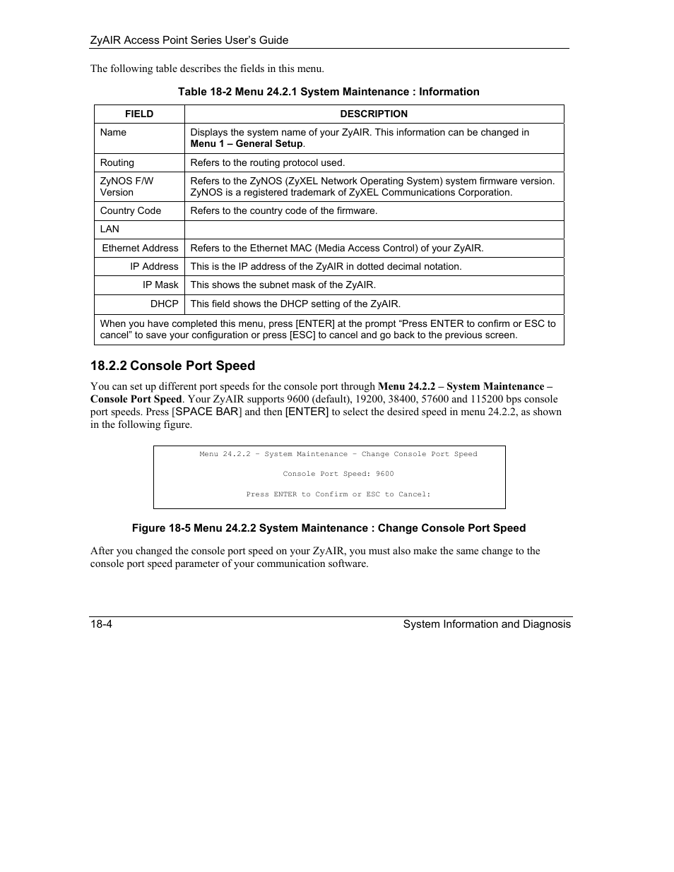 2 console port speed | ZyXEL Communications ZyXEL ZyAIR B-1000 User Manual | Page 154 / 231