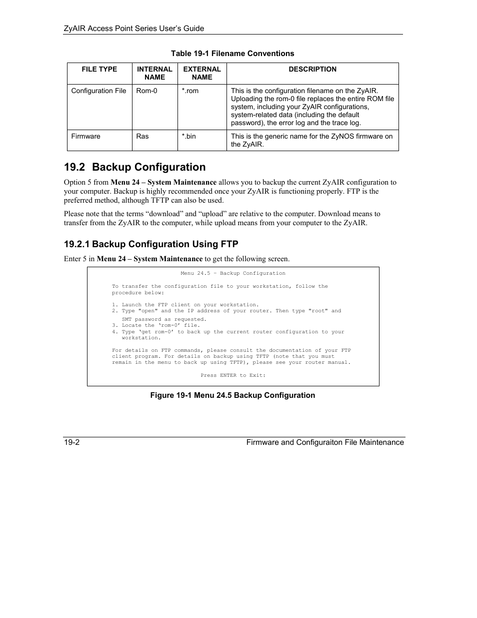 Backup configuration, 2 backup configuration, 1 backup configuration using ftp | ZyXEL Communications ZyXEL ZyAIR B-1000 User Manual | Page 158 / 231