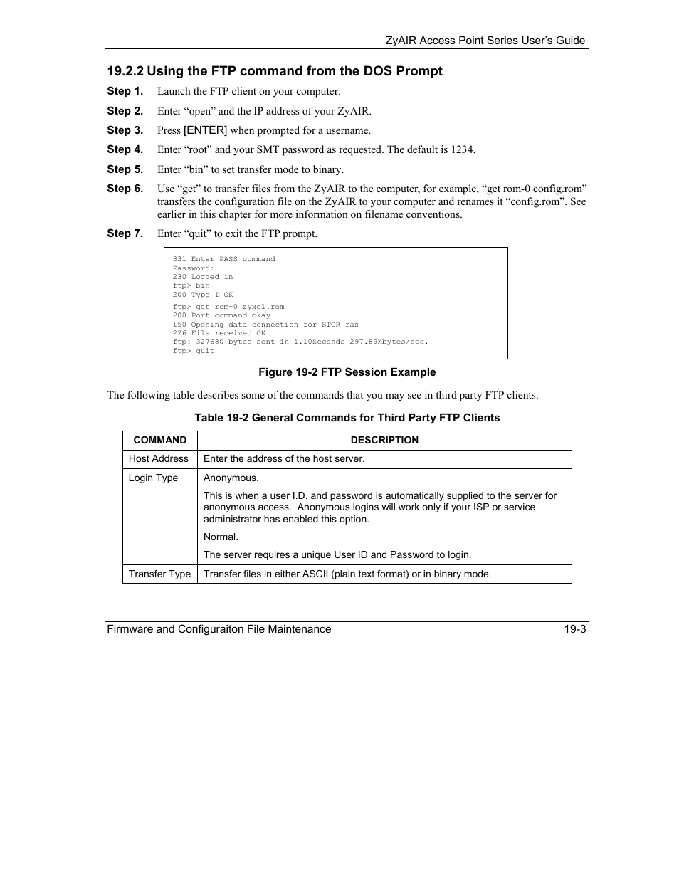 2 using the ftp command from the dos prompt | ZyXEL Communications ZyXEL ZyAIR B-1000 User Manual | Page 159 / 231