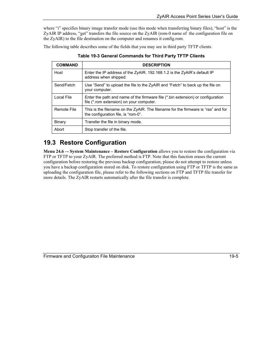 Restore configuration, 3 restore configuration | ZyXEL Communications ZyXEL ZyAIR B-1000 User Manual | Page 161 / 231