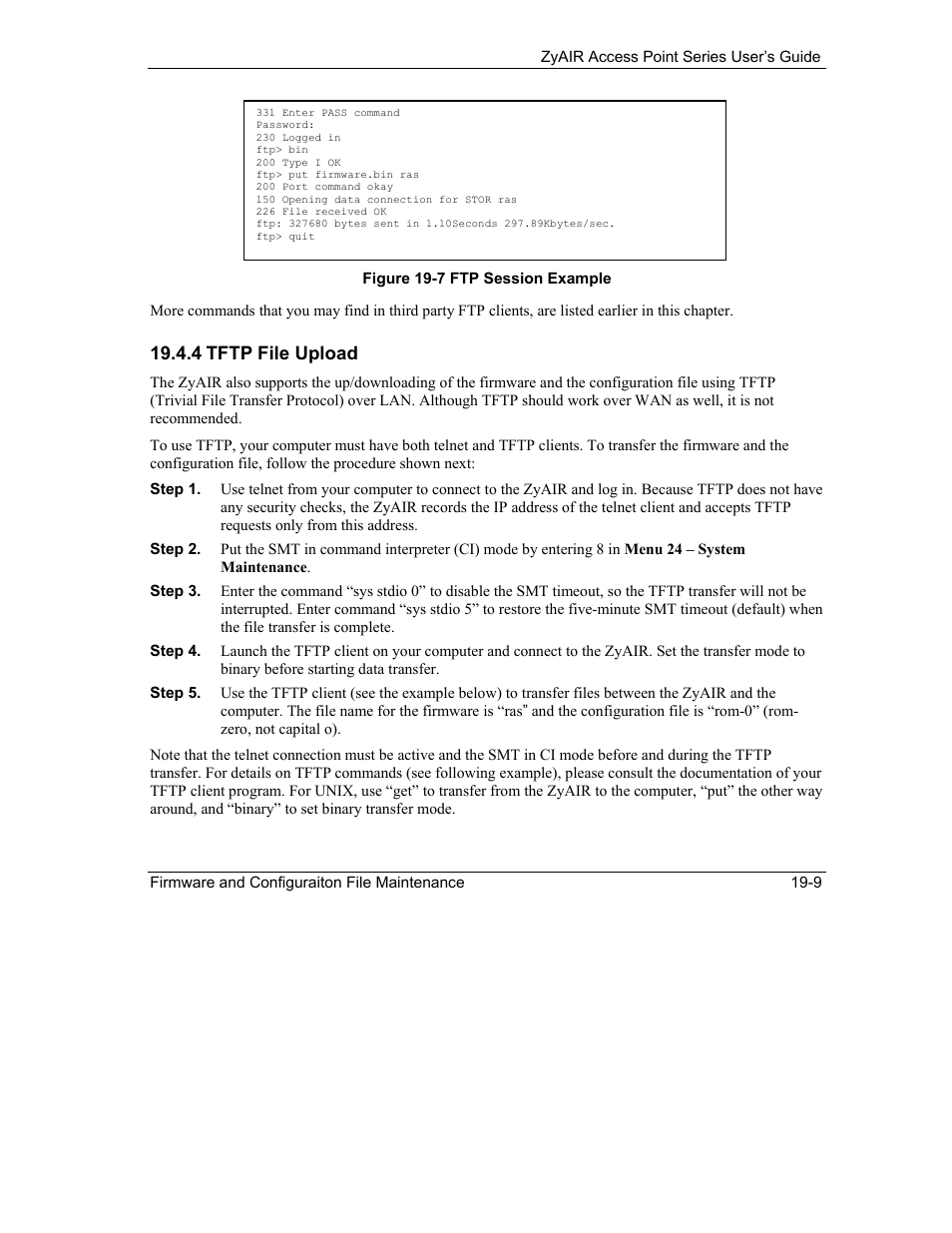 4 tftp file upload | ZyXEL Communications ZyXEL ZyAIR B-1000 User Manual | Page 165 / 231