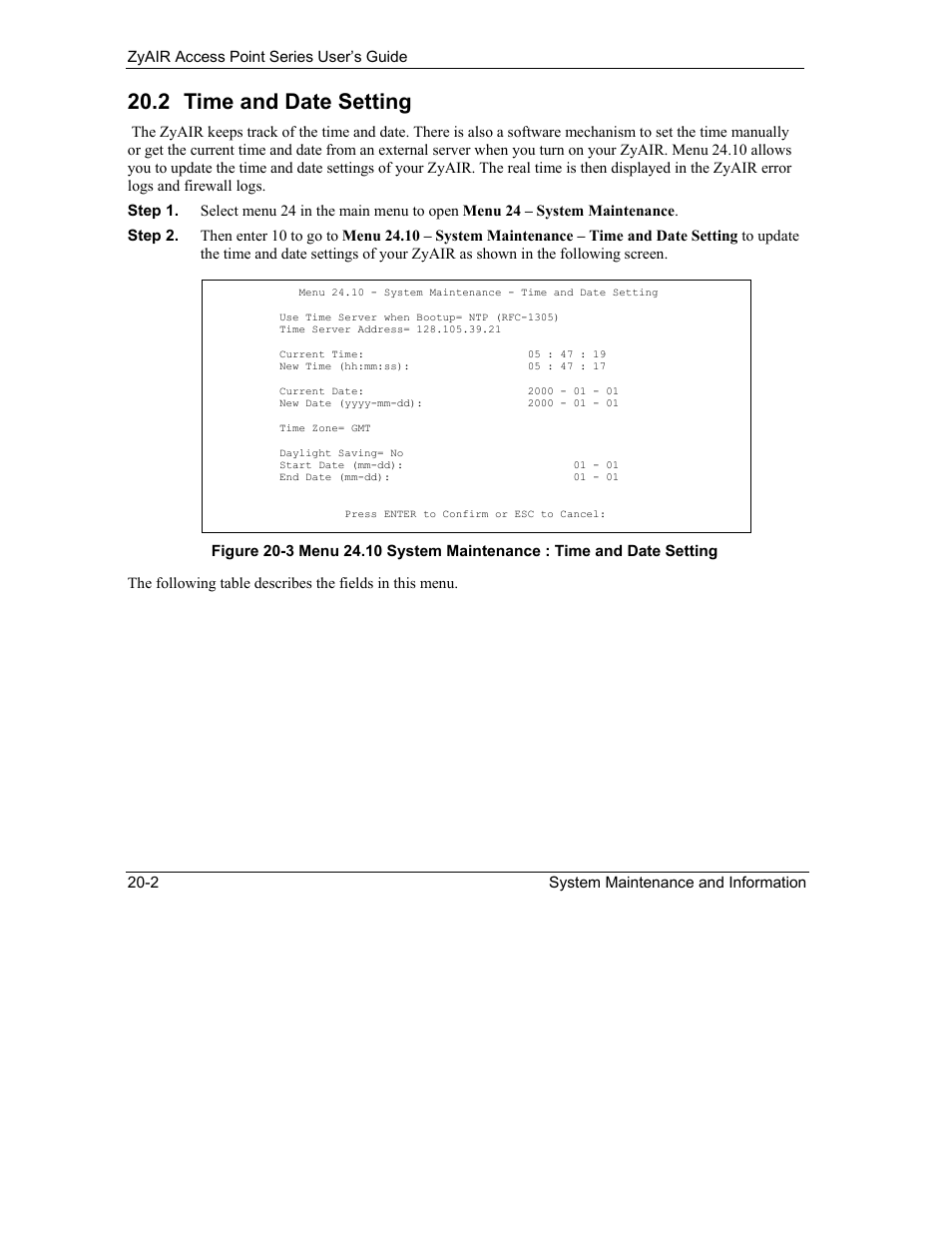 Time and date setting, 2 time and date setting | ZyXEL Communications ZyXEL ZyAIR B-1000 User Manual | Page 168 / 231