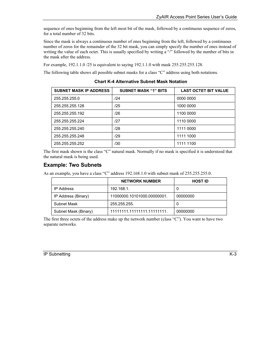 Example: two subnets | ZyXEL Communications ZyXEL ZyAIR B-1000 User Manual | Page 211 / 231