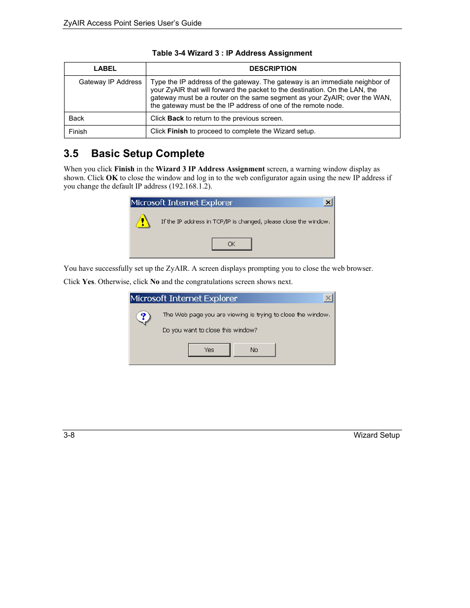 Basic setup complete, 5 basic setup complete | ZyXEL Communications ZyXEL ZyAIR B-1000 User Manual | Page 40 / 231