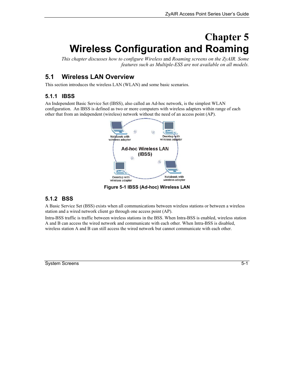 Wireless configuration and roaming, Wireless lan overview, Chapter 5 wireless configuration and roaming | ZyXEL Communications ZyXEL ZyAIR B-1000 User Manual | Page 51 / 231