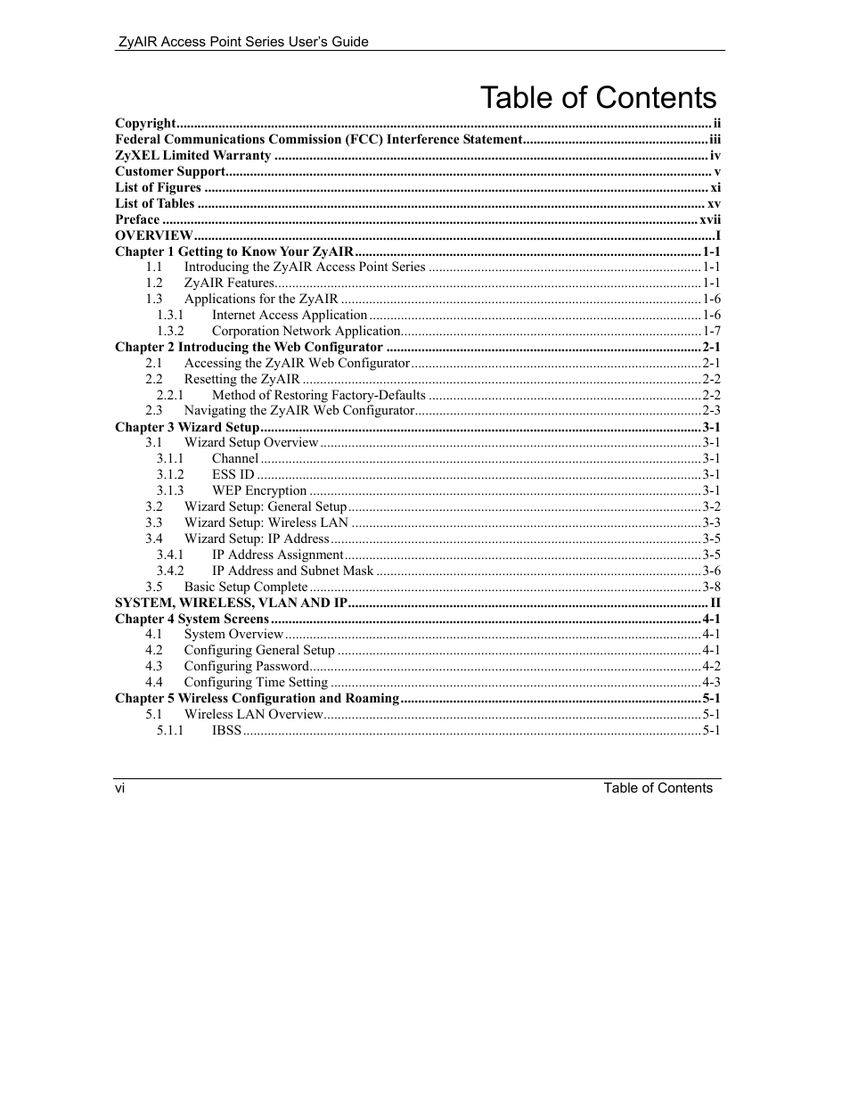 ZyXEL Communications ZyXEL ZyAIR B-1000 User Manual | Page 6 / 231