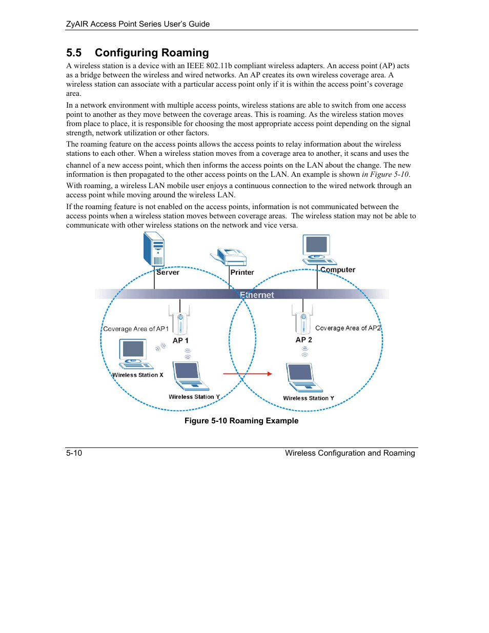 Configuring roaming, 5 configuring roaming | ZyXEL Communications ZyXEL ZyAIR B-1000 User Manual | Page 60 / 231