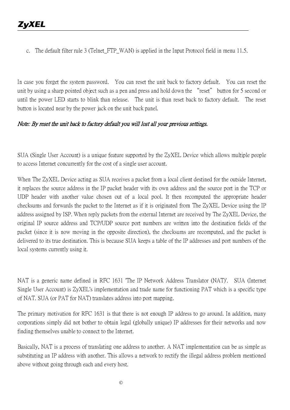 What should i do if i forget the system password, What is sua? when should i use sua, What is the difference between nat and sua | ZyXEL Communications P-2302R-P1 User Manual | Page 102 / 146