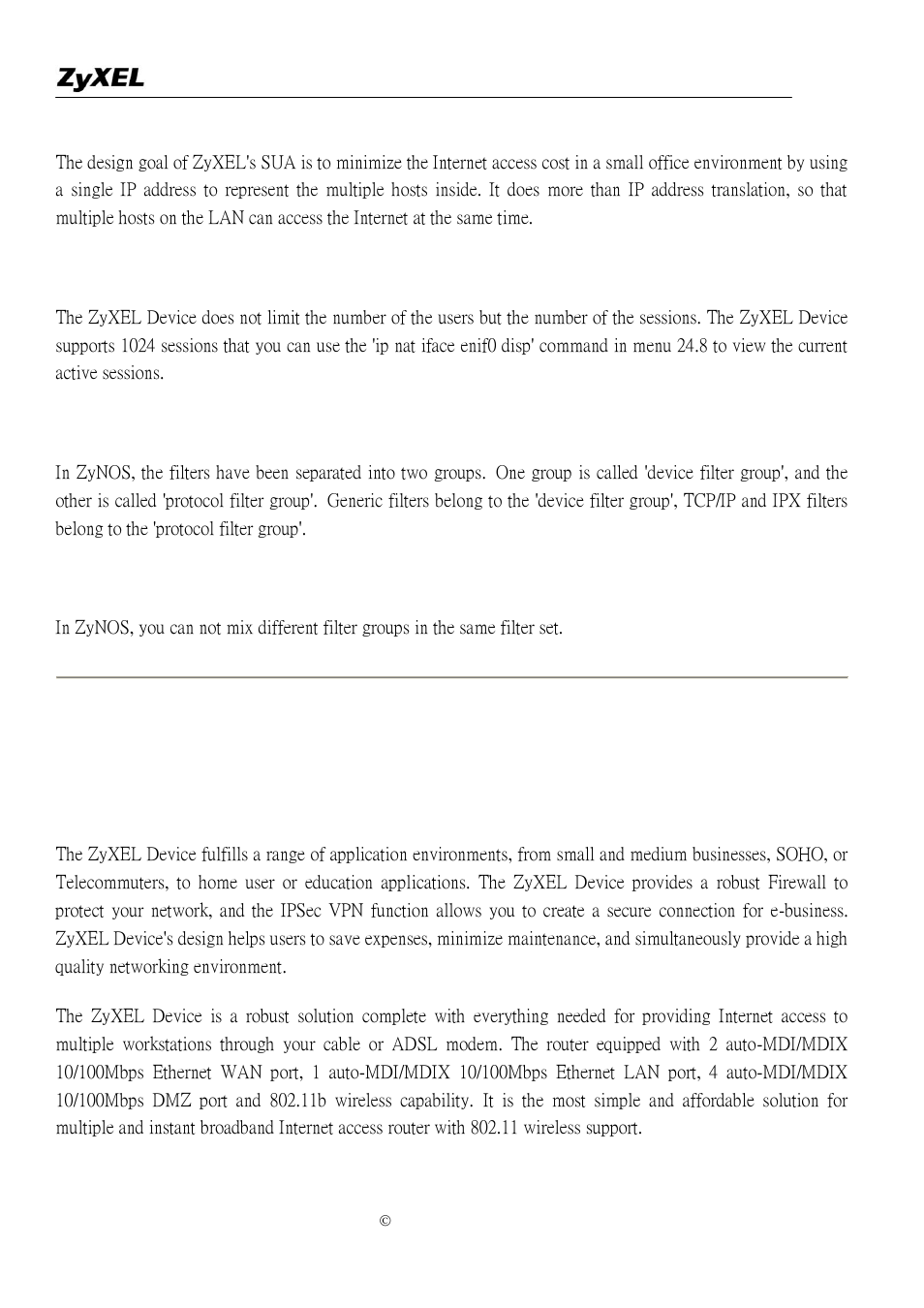 How many network users can the sua/nat support, What are device filters and protocol filters, Product faq | ZyXEL Communications P-2302R-P1 User Manual | Page 103 / 146