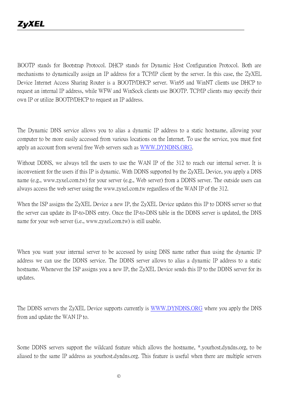 What is bootp/dhcp, What is ddns, When do i need ddns service | What ddns servers does the zyxel device support, What is ddns wildcard | ZyXEL Communications P-2302R-P1 User Manual | Page 111 / 146