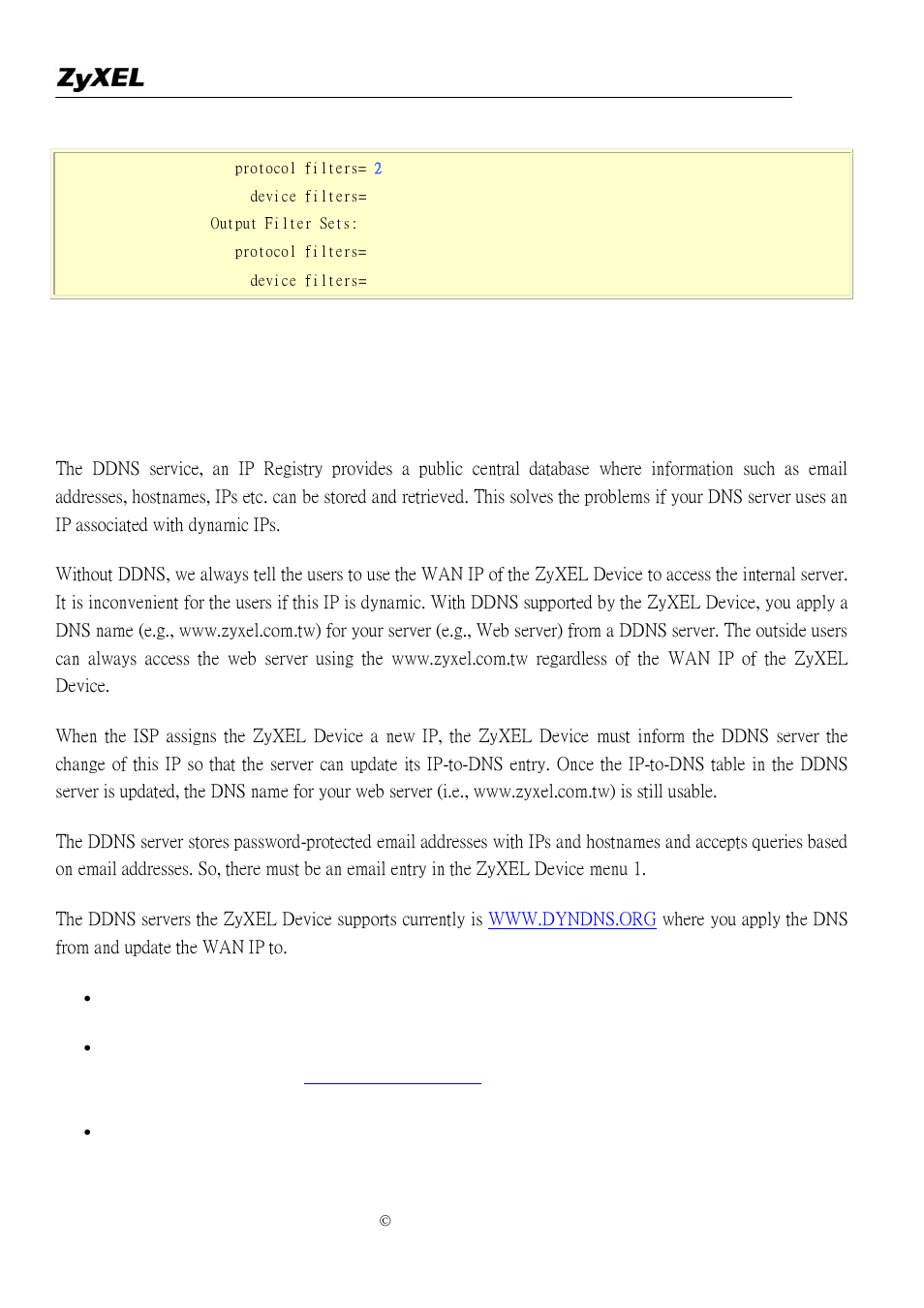 Using the dynamic dns (ddns) | ZyXEL Communications P-2302R-P1 User Manual | Page 41 / 146