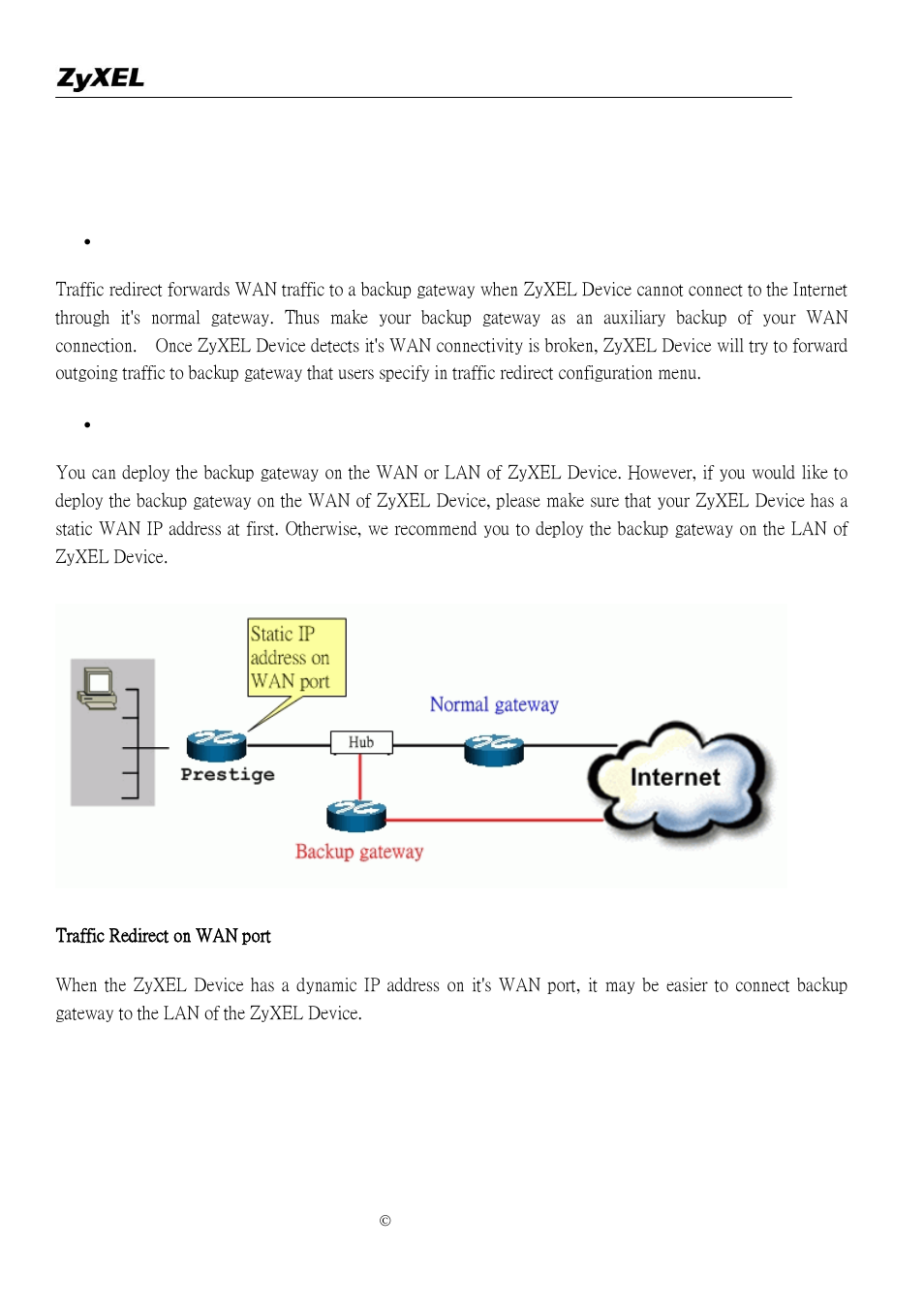 Using traffic redirect feature | ZyXEL Communications P-2302R-P1 User Manual | Page 58 / 146