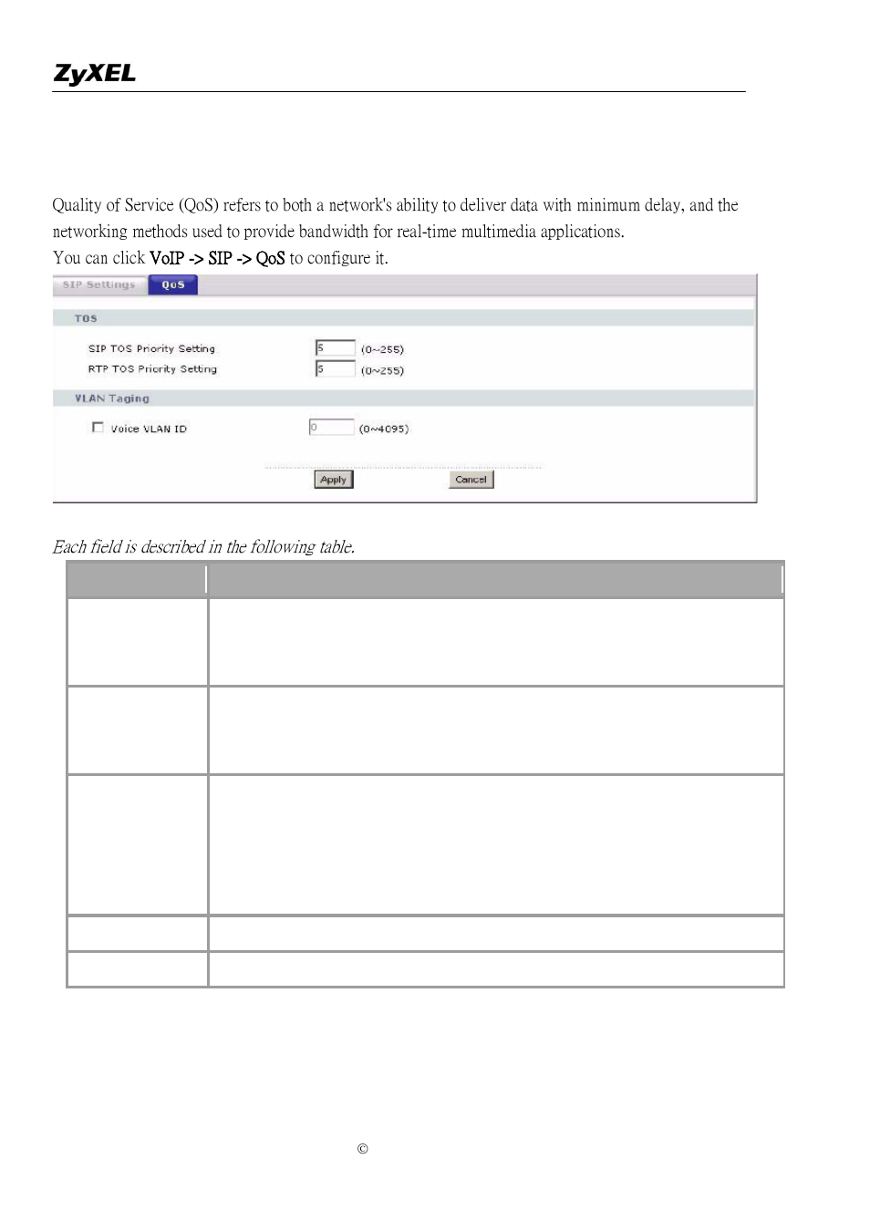 Voice qos | ZyXEL Communications P-2302R-P1 User Manual | Page 77 / 146