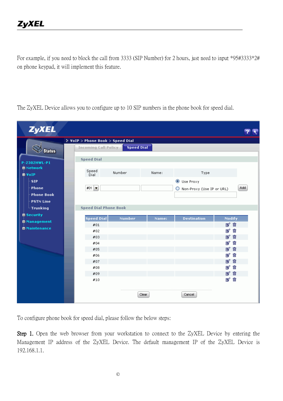 Phone book speed dial | ZyXEL Communications P-2302R-P1 User Manual | Page 97 / 146