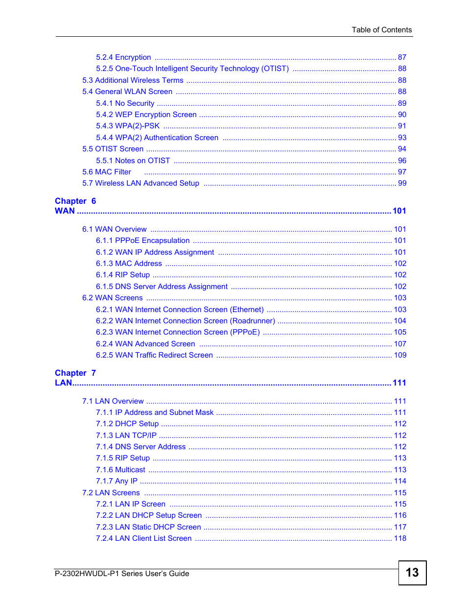 ZyXEL Communications P-2302HWUDL-P1 Series User Manual | Page 13 / 368