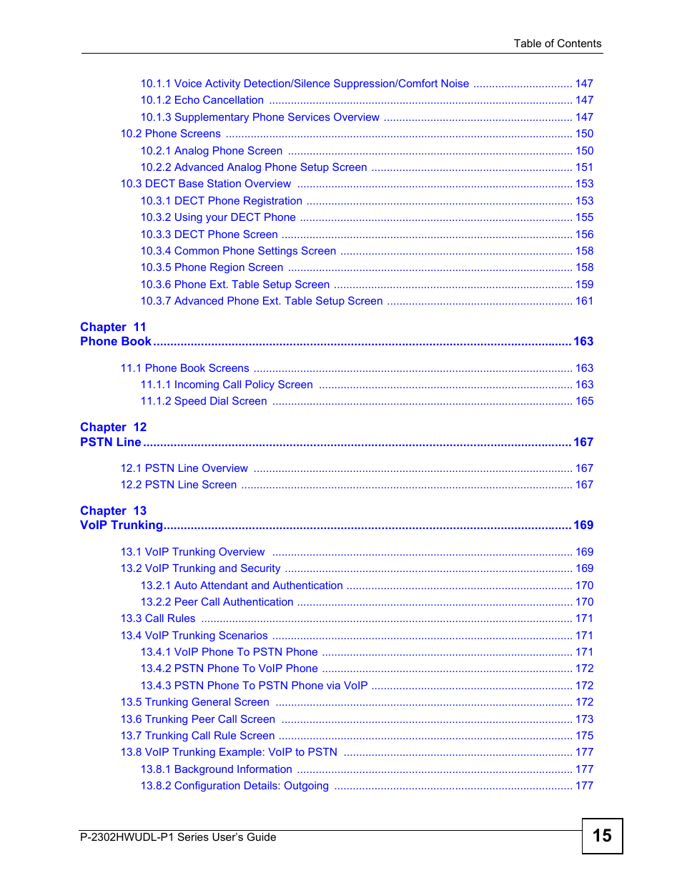 ZyXEL Communications P-2302HWUDL-P1 Series User Manual | Page 15 / 368