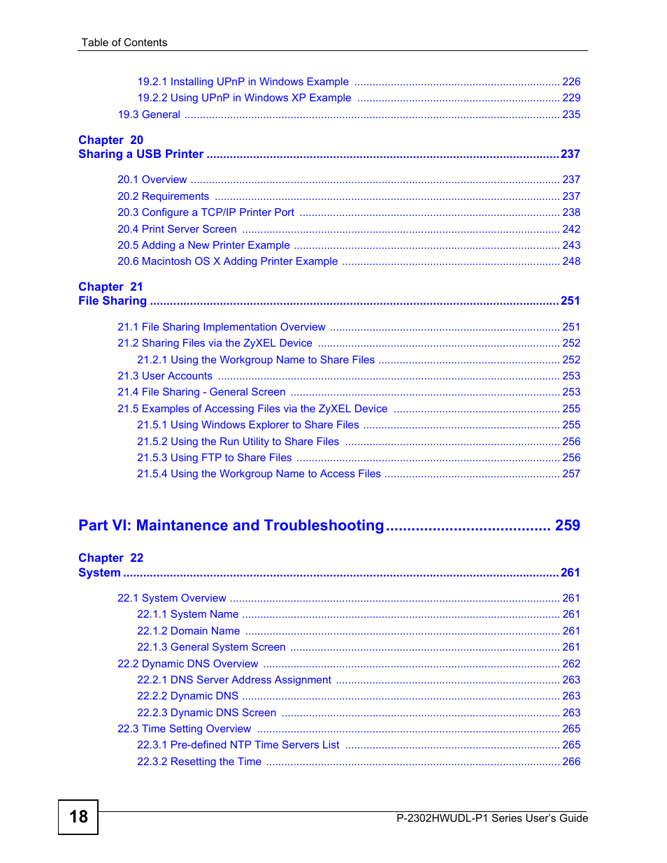 Part vi: maintanence and troubleshooting | ZyXEL Communications P-2302HWUDL-P1 Series User Manual | Page 18 / 368