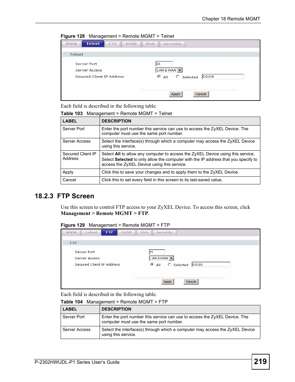3 ftp screen | ZyXEL Communications P-2302HWUDL-P1 Series User Manual | Page 219 / 368