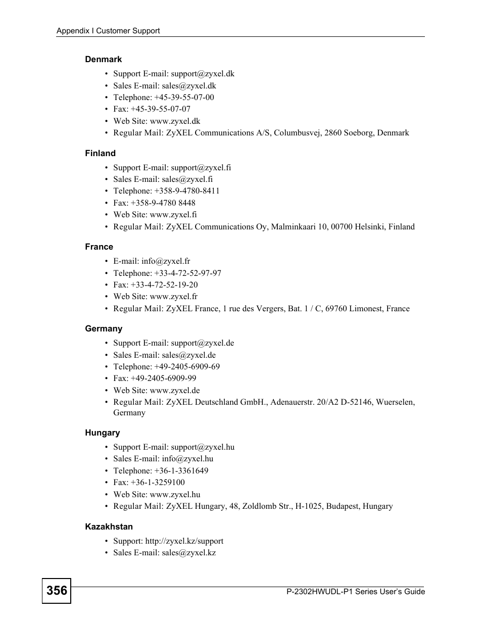 ZyXEL Communications P-2302HWUDL-P1 Series User Manual | Page 356 / 368