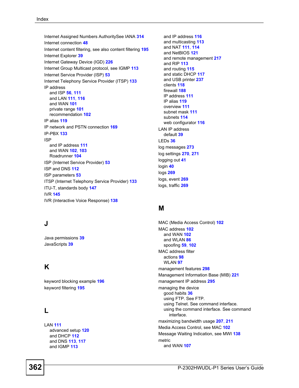 ZyXEL Communications P-2302HWUDL-P1 Series User Manual | Page 362 / 368
