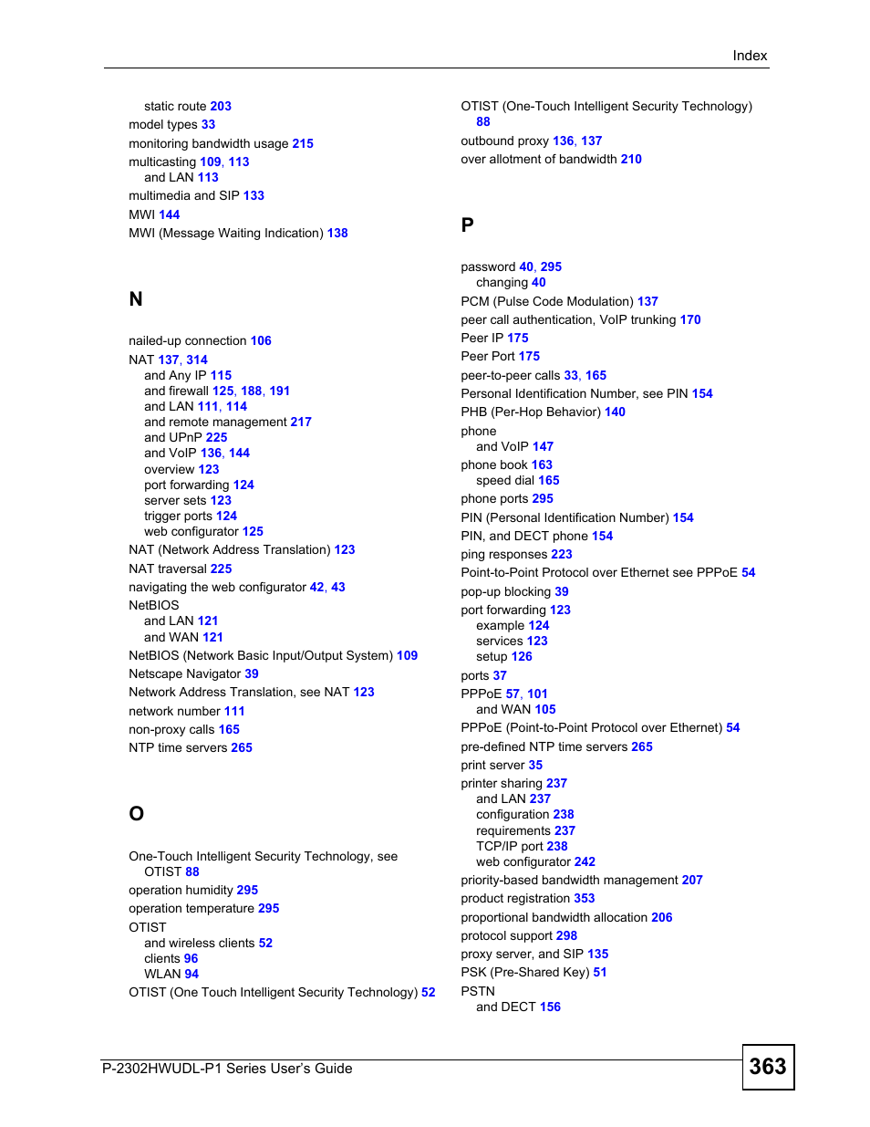 ZyXEL Communications P-2302HWUDL-P1 Series User Manual | Page 363 / 368