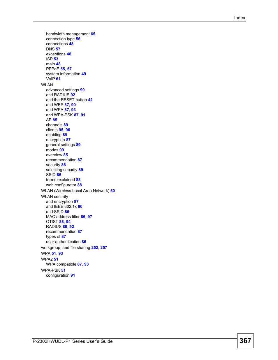 ZyXEL Communications P-2302HWUDL-P1 Series User Manual | Page 367 / 368