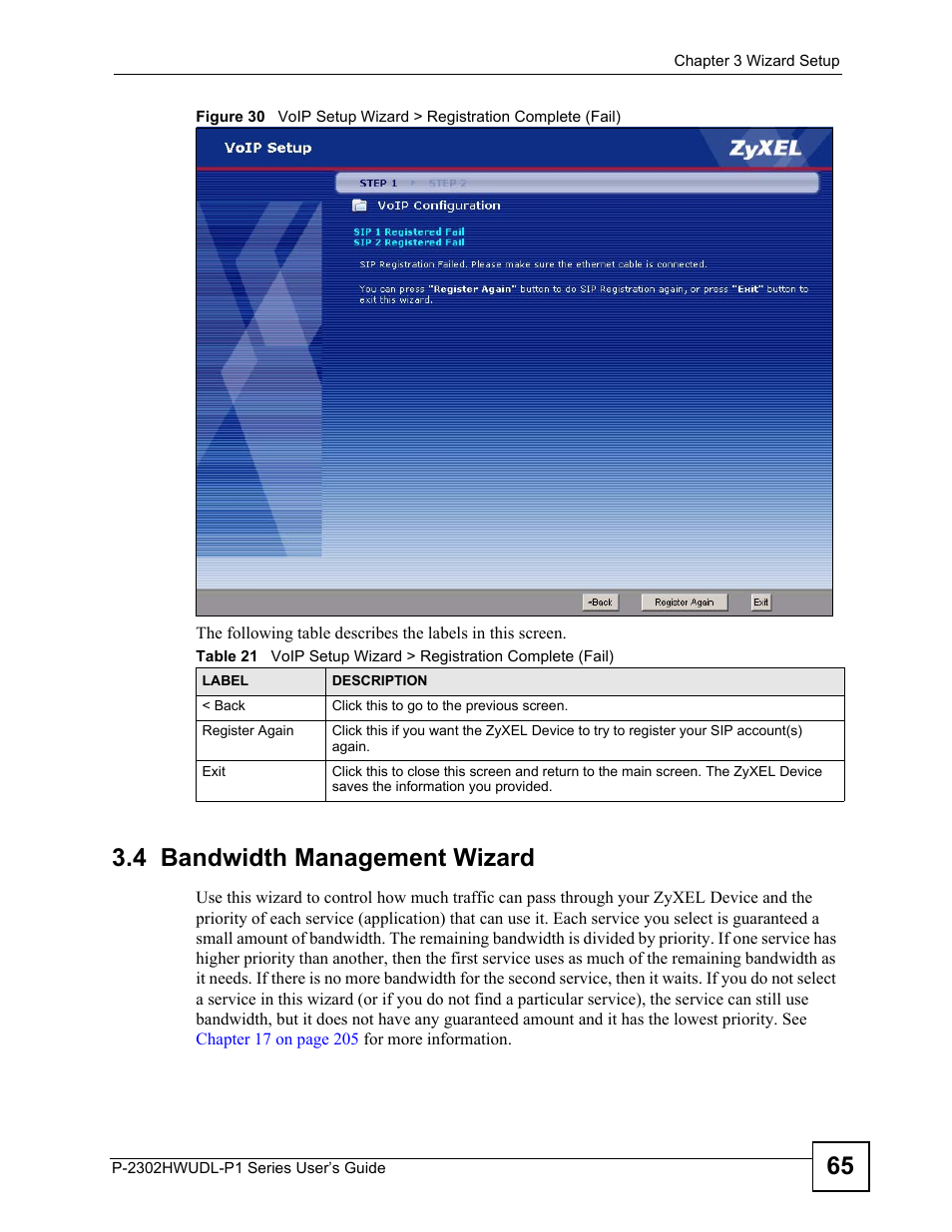 4 bandwidth management wizard | ZyXEL Communications P-2302HWUDL-P1 Series User Manual | Page 65 / 368