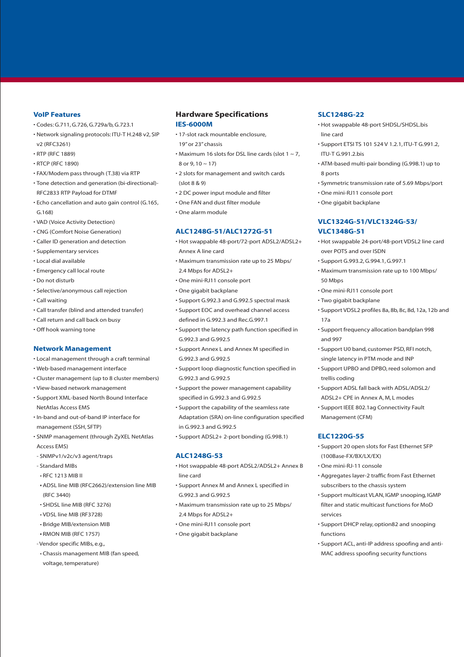 Hardware specifications | ZyXEL Communications IES-1000 User Manual | Page 3 / 6