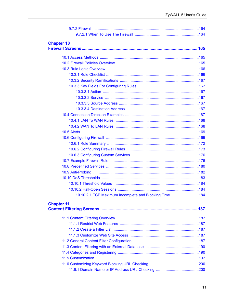 ZyXEL Communications ZyXEL ZyWALL 5 User Manual | Page 12 / 667