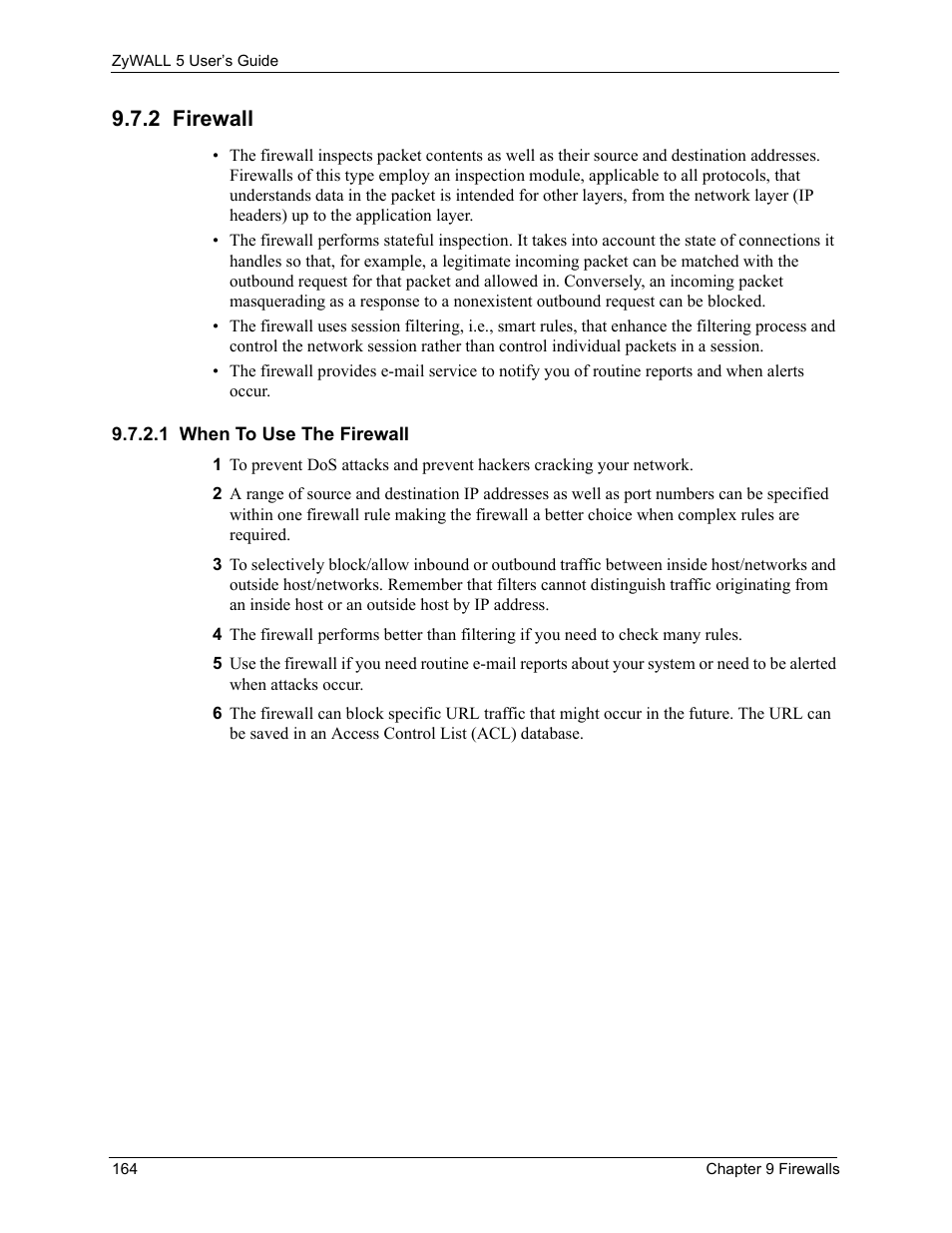 2 firewall, 1 when to use the firewall | ZyXEL Communications ZyXEL ZyWALL 5 User Manual | Page 165 / 667