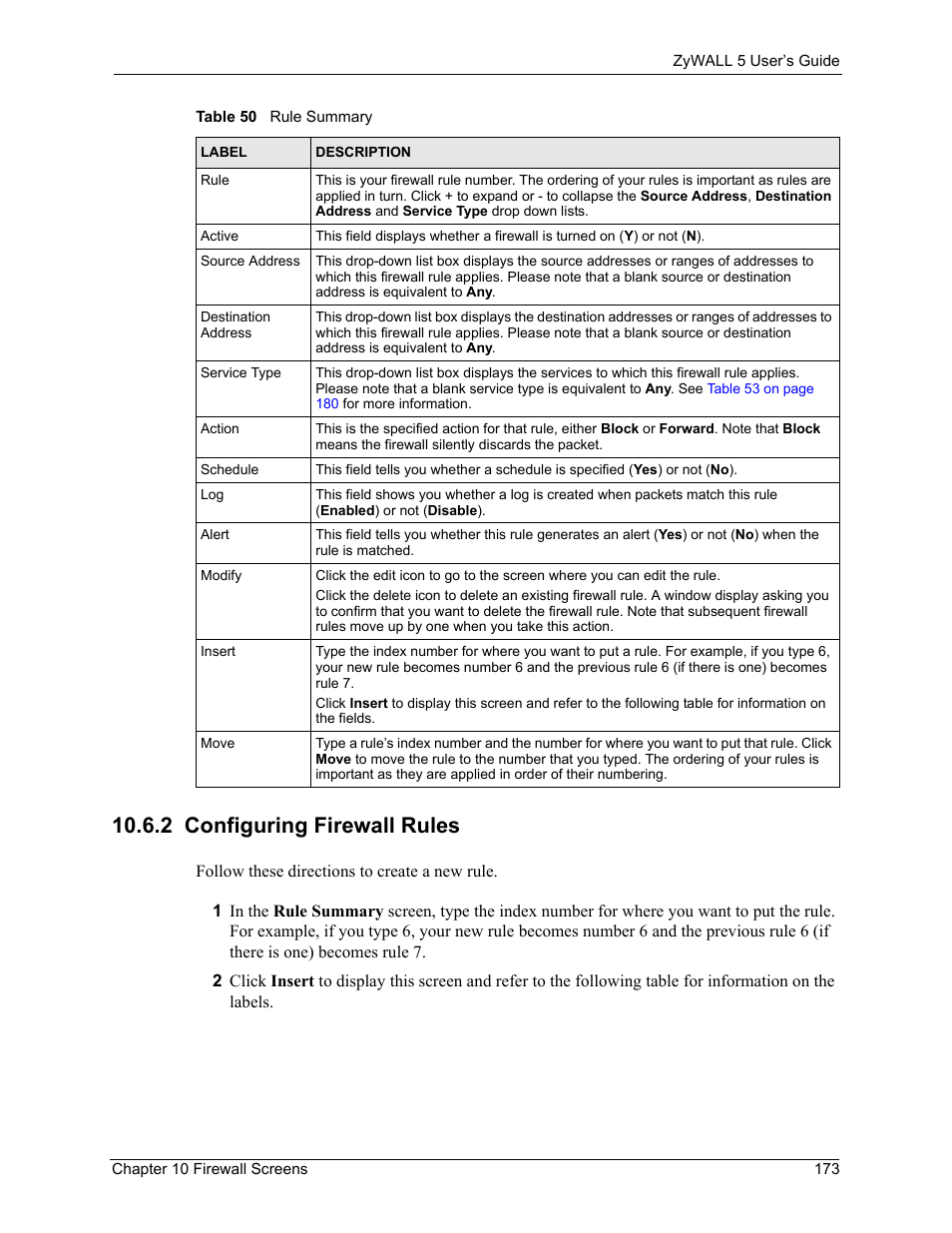 2 configuring firewall rules | ZyXEL Communications ZyXEL ZyWALL 5 User Manual | Page 174 / 667