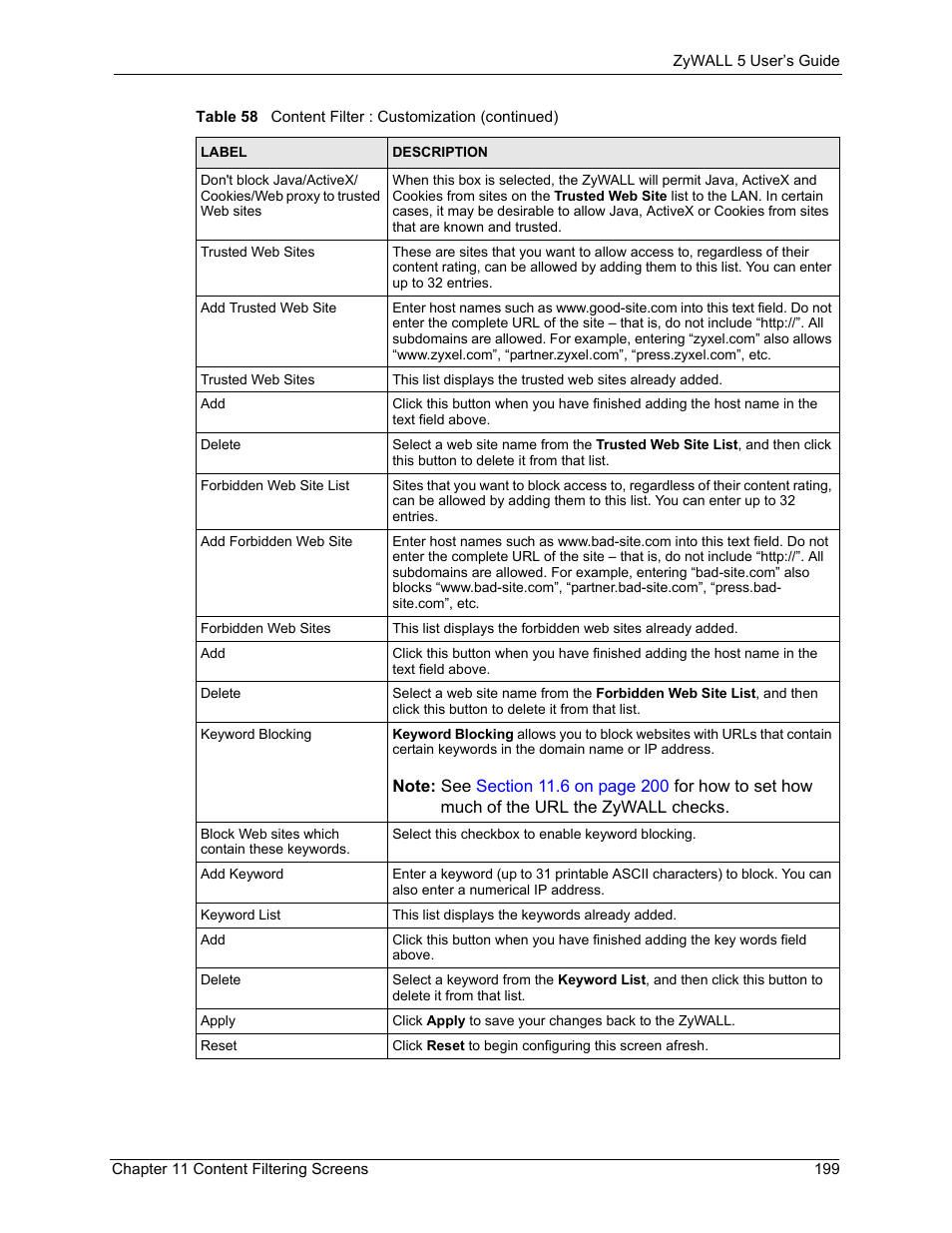 ZyXEL Communications ZyXEL ZyWALL 5 User Manual | Page 200 / 667