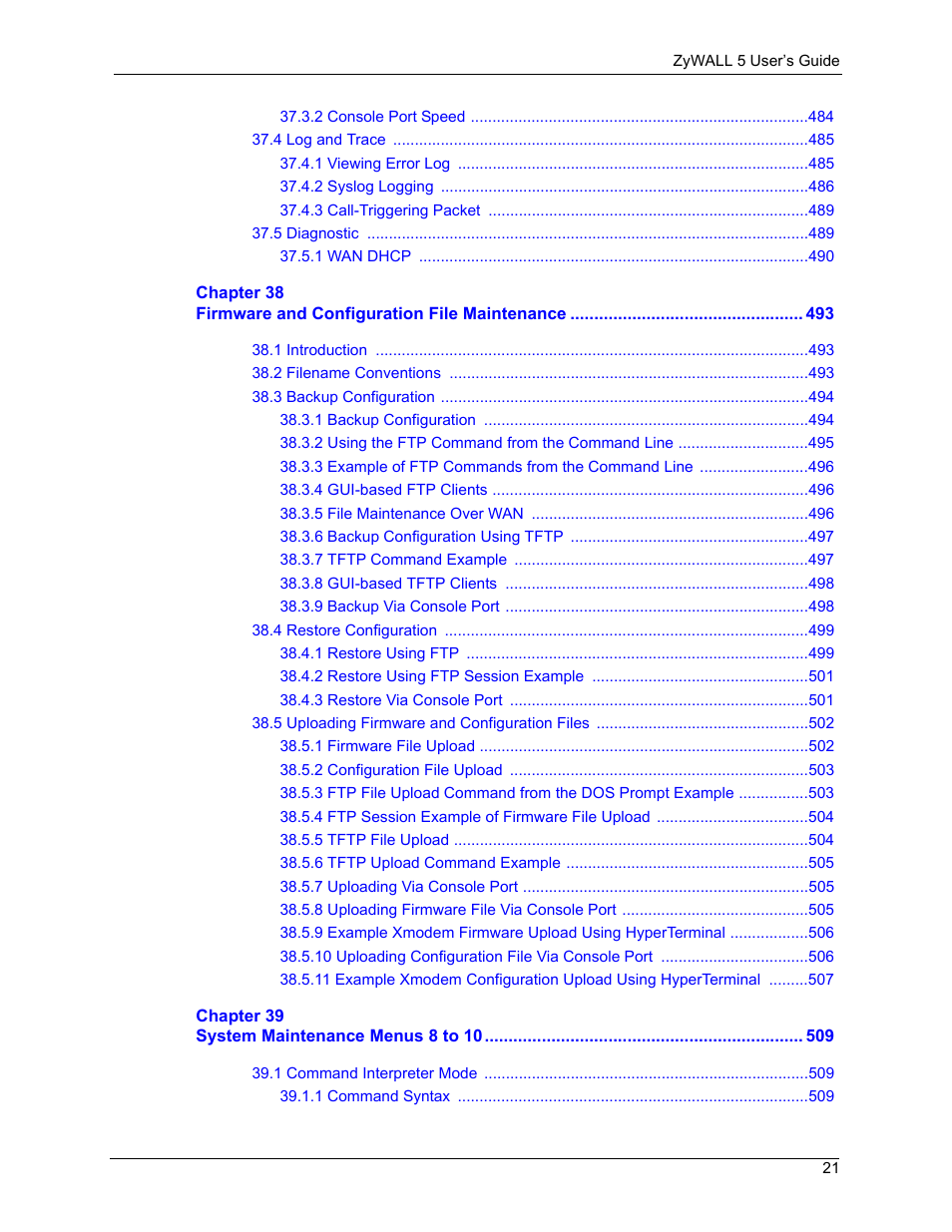 ZyXEL Communications ZyXEL ZyWALL 5 User Manual | Page 22 / 667