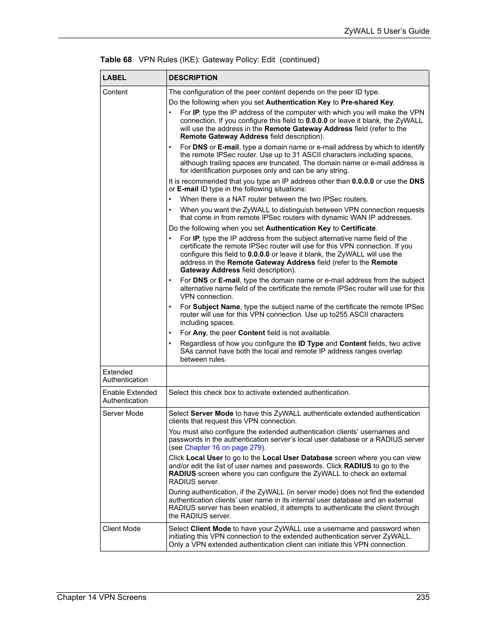 ZyXEL Communications ZyXEL ZyWALL 5 User Manual | Page 236 / 667