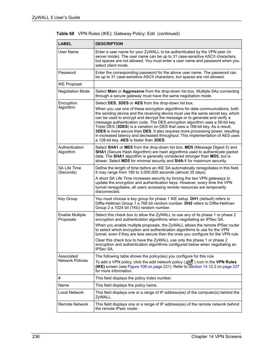 ZyXEL Communications ZyXEL ZyWALL 5 User Manual | Page 237 / 667