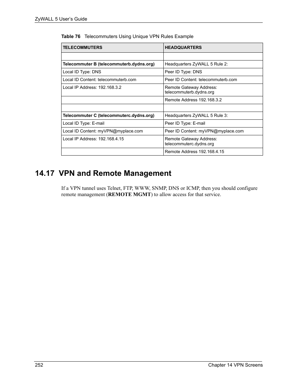 17 vpn and remote management | ZyXEL Communications ZyXEL ZyWALL 5 User Manual | Page 253 / 667